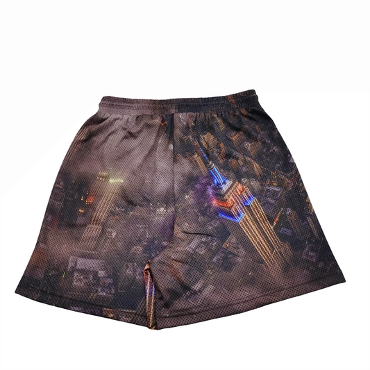 KGNY city lights mesh shorts.