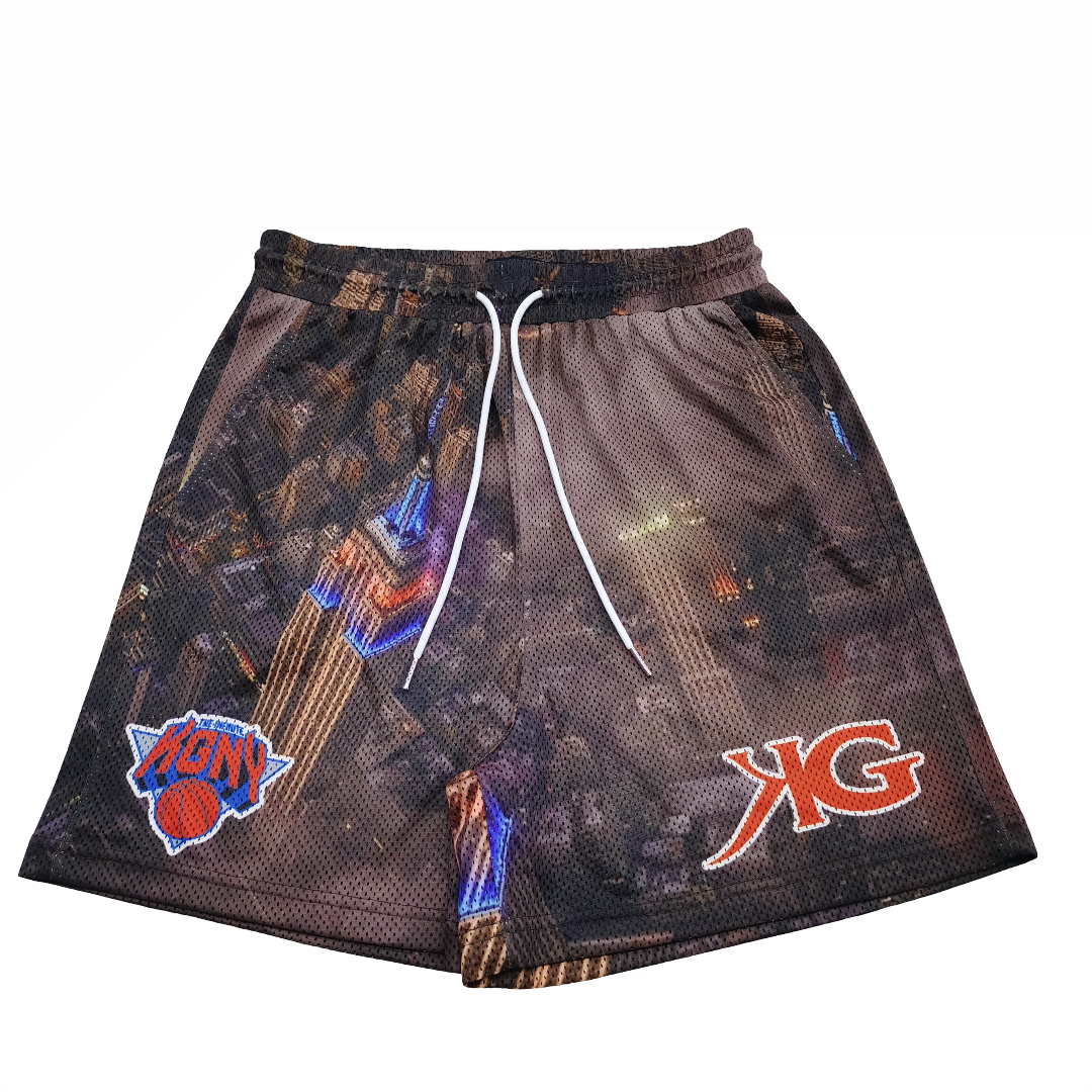 KGNY city lights mesh shorts.