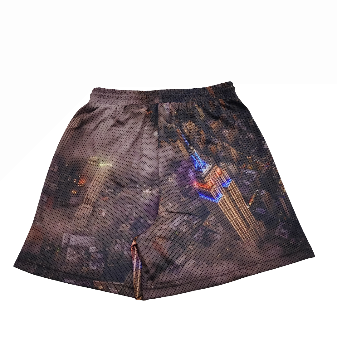 KGNY city lights mesh shorts.